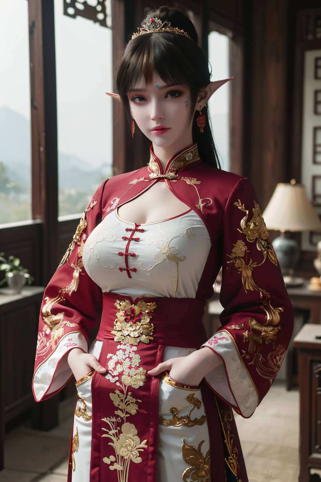 尽显眼前其容颜娇美