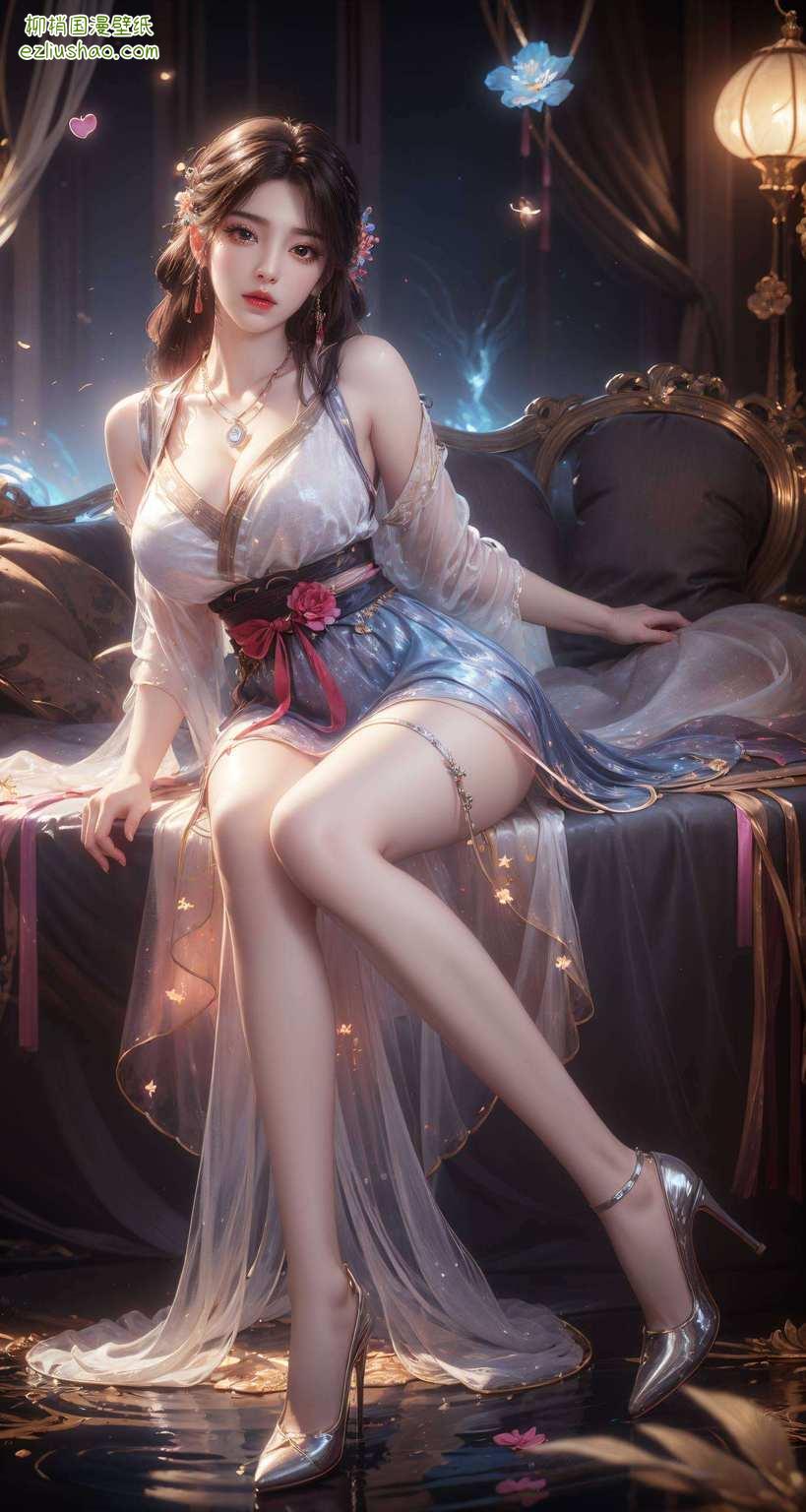 她的每一次眨眼翩翩起舞在古老画卷之中