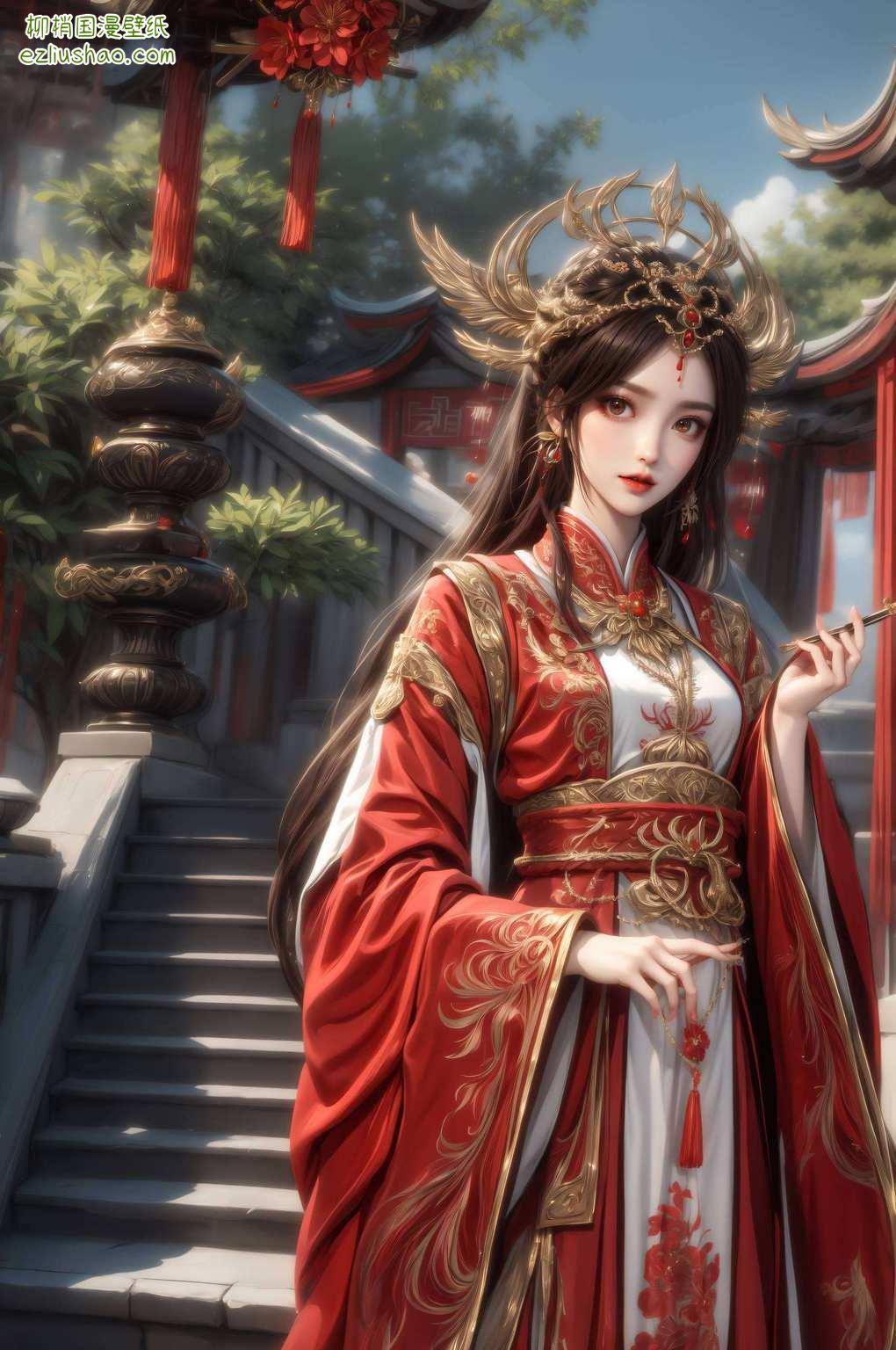 她那如火焰般热情的身影火桑树下