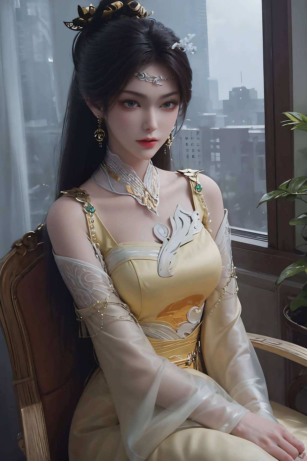 仿佛打开了古香古色的仙境诛仙世界里的她
