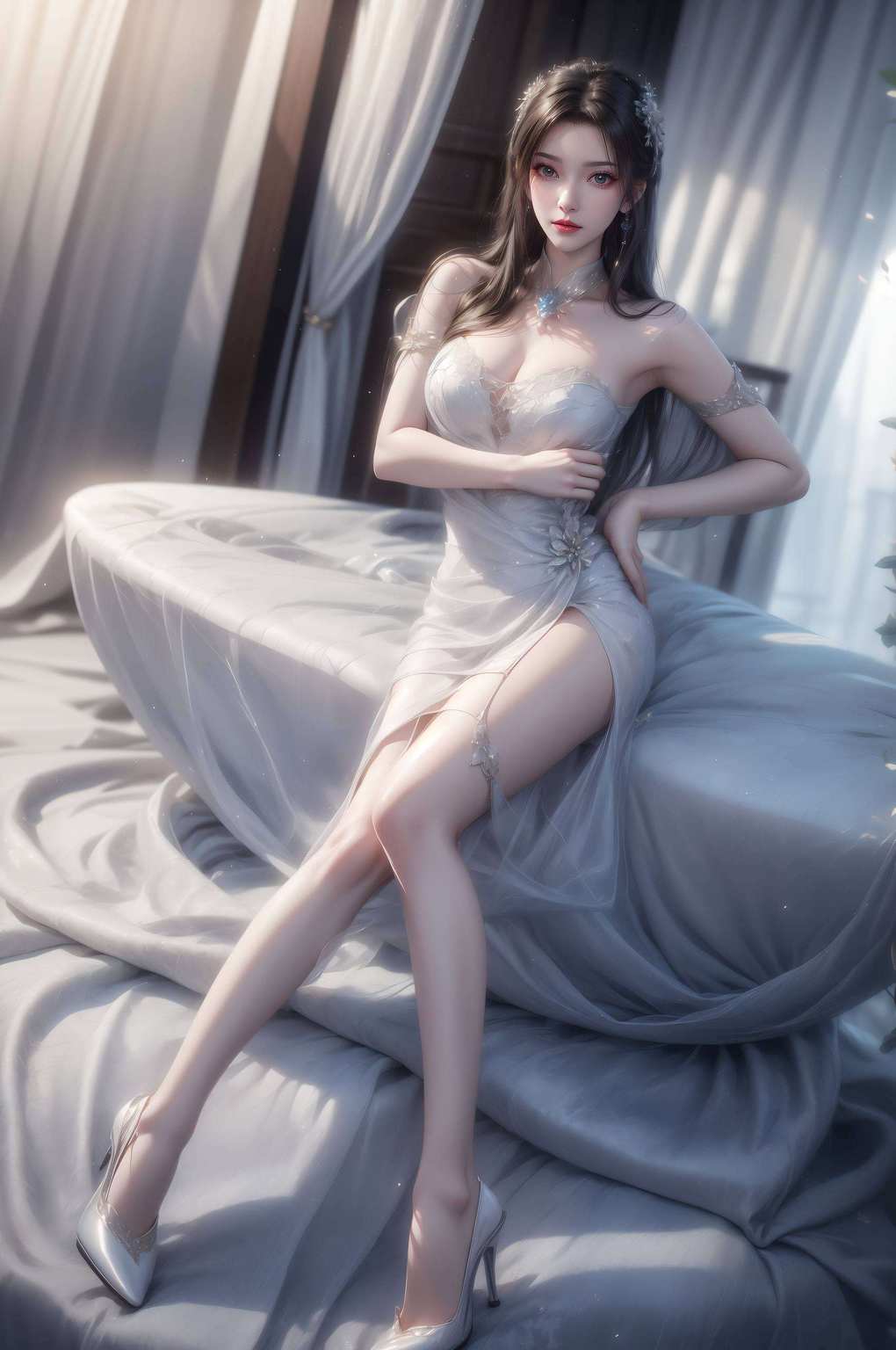 图中着婚纱李慕婉仙子
