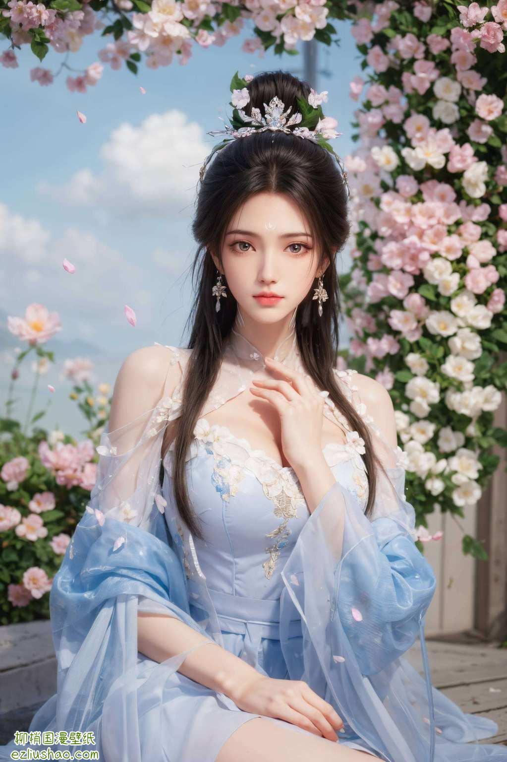 还能让你的手机瞬间变身国漫界的女神画廊！想看看那竖屏图文图片中的她有多美吗？快快收下这份免费壁纸不仅让人心动