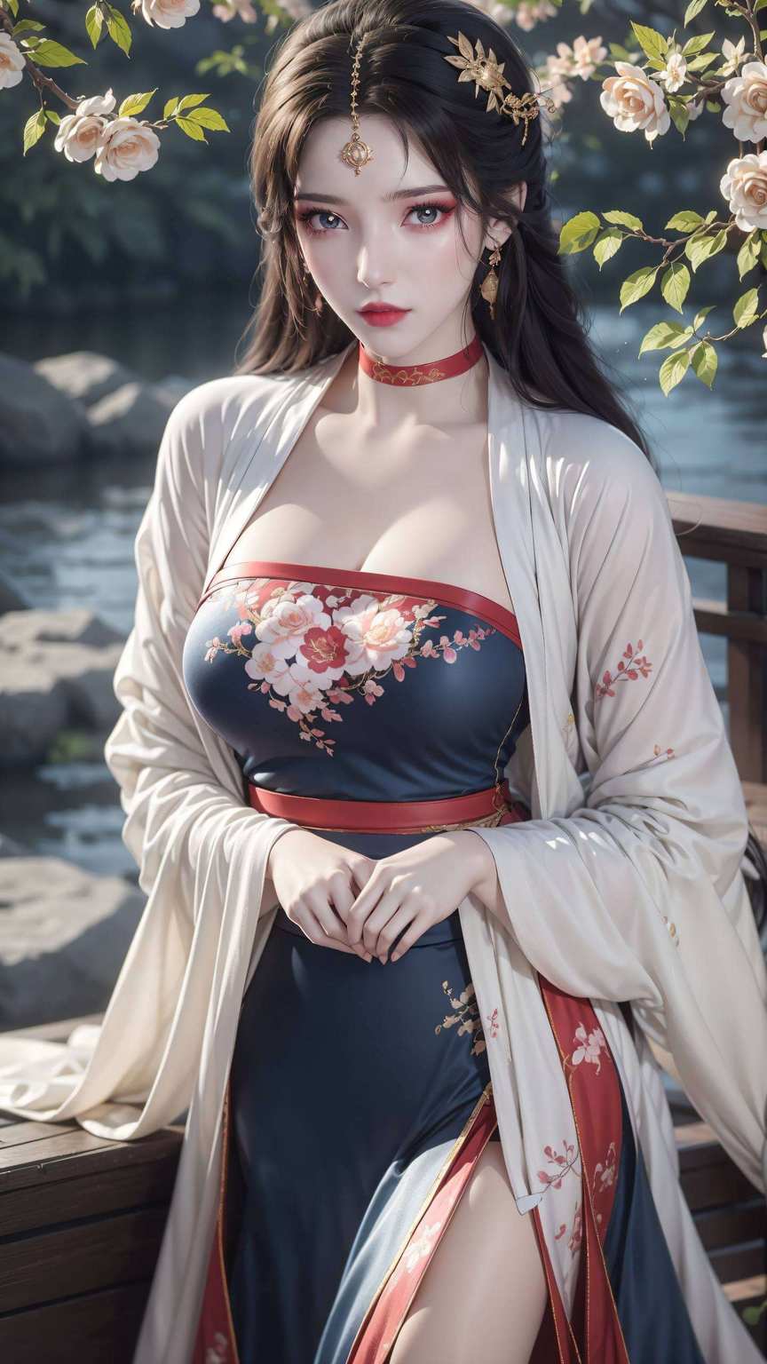 望月壁纸映佳人墨云缭绕