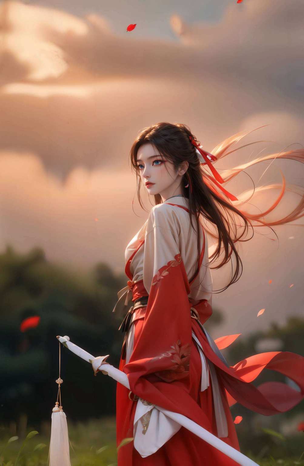 女神风华似月光元龙舞动翠云间,国漫壁纸绘佳人