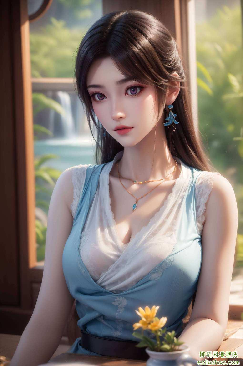嘿主角是我们的国漫女神——夭夭！这款壁纸可是粉色系的哦