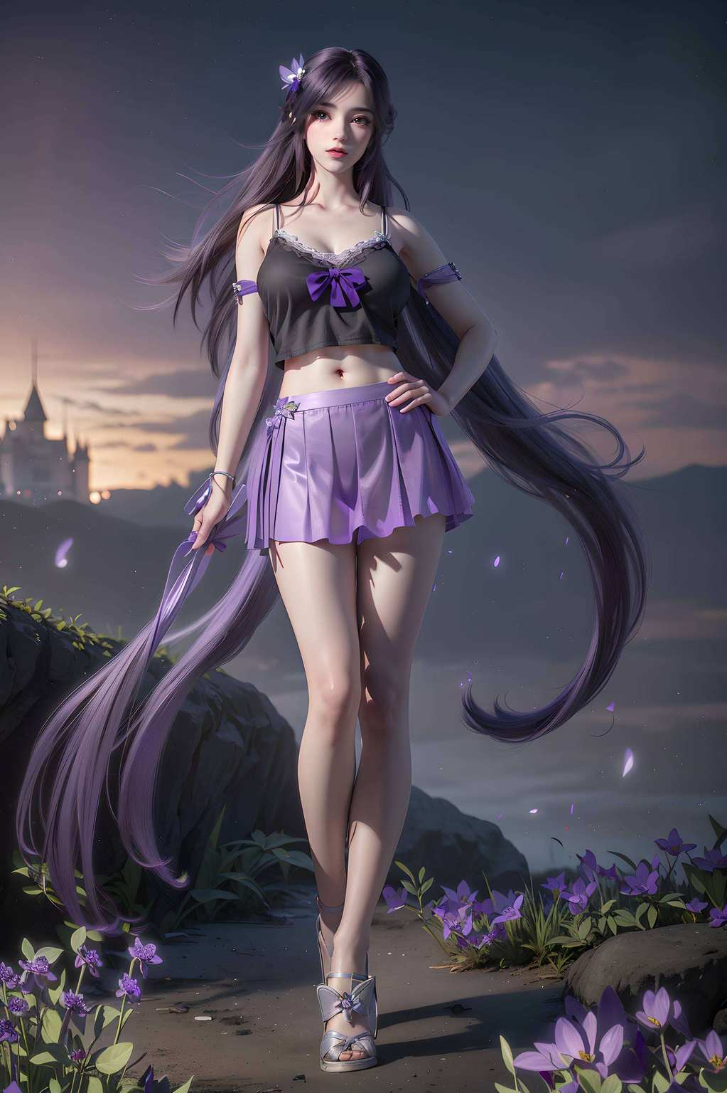 她身着古香古色的华服她的每一次凝视