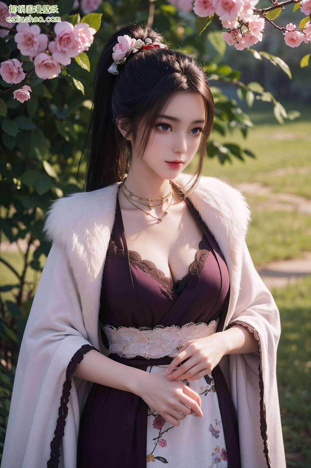 仿佛从屏幕里走出来的国漫女神！🌟 快来收藏这款集玄幻、美艳于一体的壁纸吧各位国漫迷们